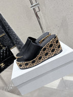 CD Attitude Wedge Sandals Black in Cowhide 598183