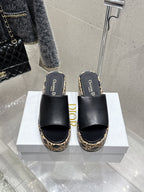 CD Attitude Wedge Sandals Black in Cowhide 598183