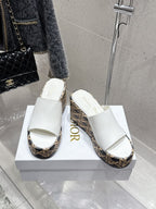 CD Attitude Wedge Sandals White in Cowhide 598182