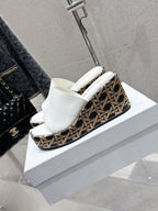 CD Attitude Wedge Sandals White in Cowhide 598182