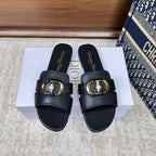 CD Montaigne Sandals Black in Calfskin 598176