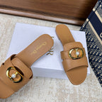 CD Montaigne Sandals Light Brown in Calfskin 598173