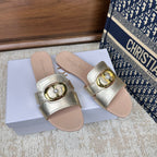 CD Montaigne Sandals Metallic Gold in Calfskin 598168