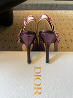 CD J'Adior Slingback heels 95 Pink in Cotton with Metallic Thread Embroidery 598132