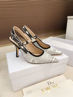 CD J'Adior Strappy Open Back Sandals 95 White in Sheepskin 598122