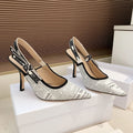 CD J'Adior Strappy Open Back Sandals 95 White in Sheepskin 598122