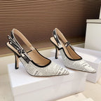 CD J'Adior Strappy Open Back Sandals 95 White in Sheepskin 598122