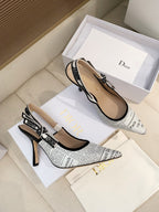 CD J'Adior Strappy Open Back Sandals 95 White in Sheepskin 598122