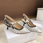 CD J'Adior Strappy Open Back Sandals 65 White in Sheepskin 598121