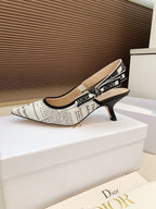 CD J'Adior Strappy Open Back Sandals 65 White in Sheepskin 598121