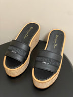 CD Dway Platform Heel 80mm Sandals Black Calskin