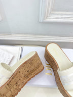 CD Dway Platform Heel 80mm Sandals White Calskin