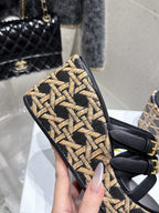 CD 25SS D-Attitude Wedge Sandals 90 Black in Cowhide 598110