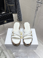 CD 25SS D-Attitude Wedge Sandals 90 White in Cowhide 598107