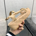 Chanel 26 Platform Chain Sandals Beige in Lambskin 602505