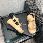 Chanel 26 Platform Chain Sandals Beige in Lambskin 602505
