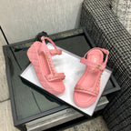 Chanel 26 Platform Chain Sandals Pink in Lambskin 602504