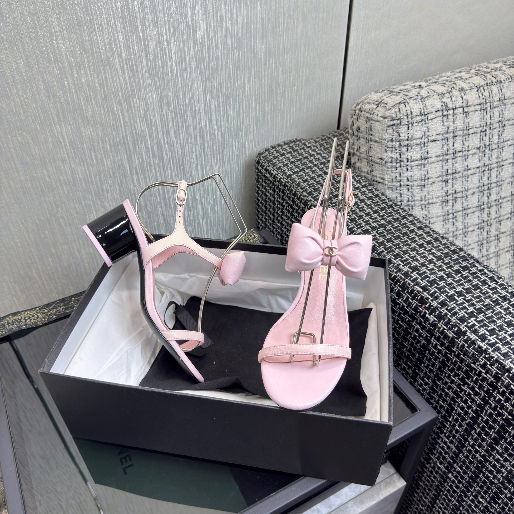 Chanel 26 Bow Heels Pink in Lambskin 602502