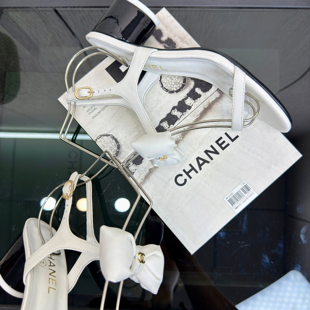 Chanel 26 Bow Heels White in Lambskin 602500
