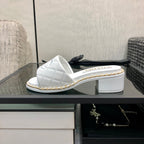 Chanel 26 High-Heeled Chain Slippers White in Lambskin 602483