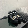 Chanel 26 Runway Style High-Heeled Sandals Black in Tweed Fabric 602477