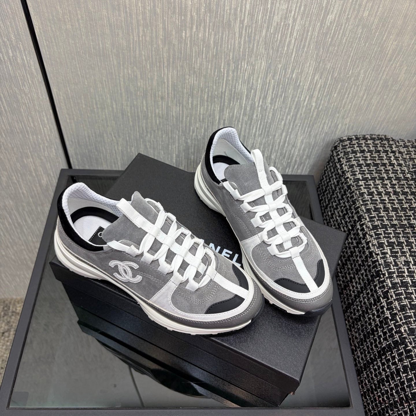 Chanel 26 Quilted Classic Sneaker Gray in Lambskin 602474