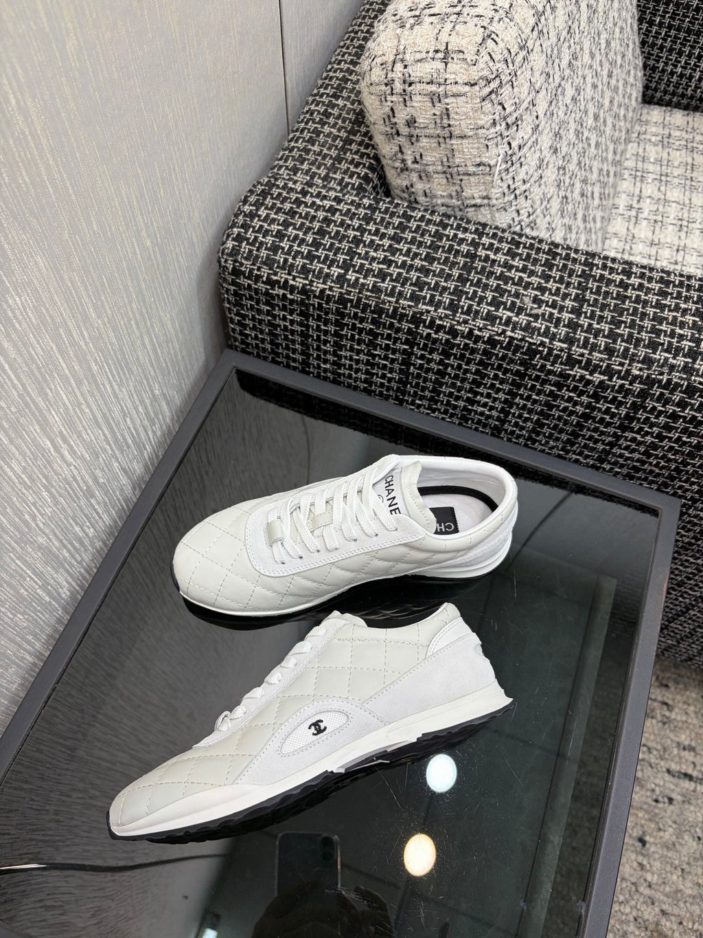 Chanel 26 Quilted Sneaker White in Lambskin 602471