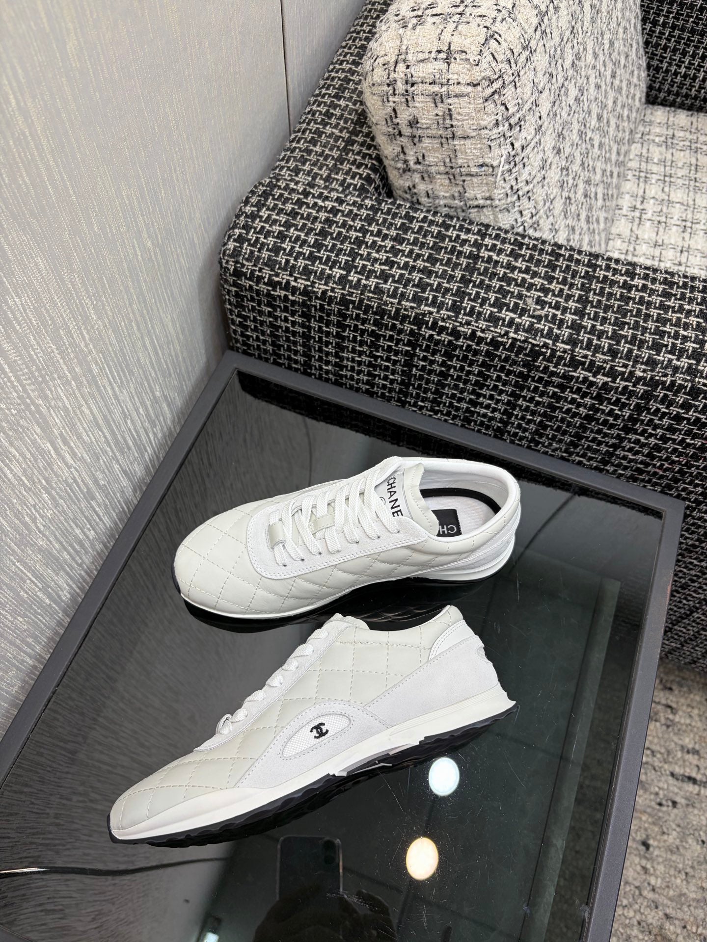 Chanel 26 Quilted Sneaker White in Lambskin 602471