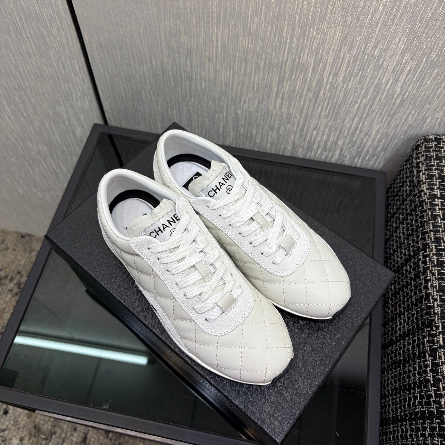 Chanel 26 Quilted Sneaker White in Lambskin 602471