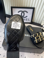 Chanel Early Spring Chain Slippers Black in Lambskin 611717