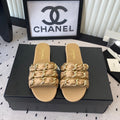 Chanel Early Spring Chain Slippers Beige in Lambskin 611716