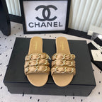 Chanel Early Spring Chain Slippers Beige in Lambskin 611716