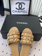 Chanel Early Spring Chain Slippers Beige in Lambskin 611716