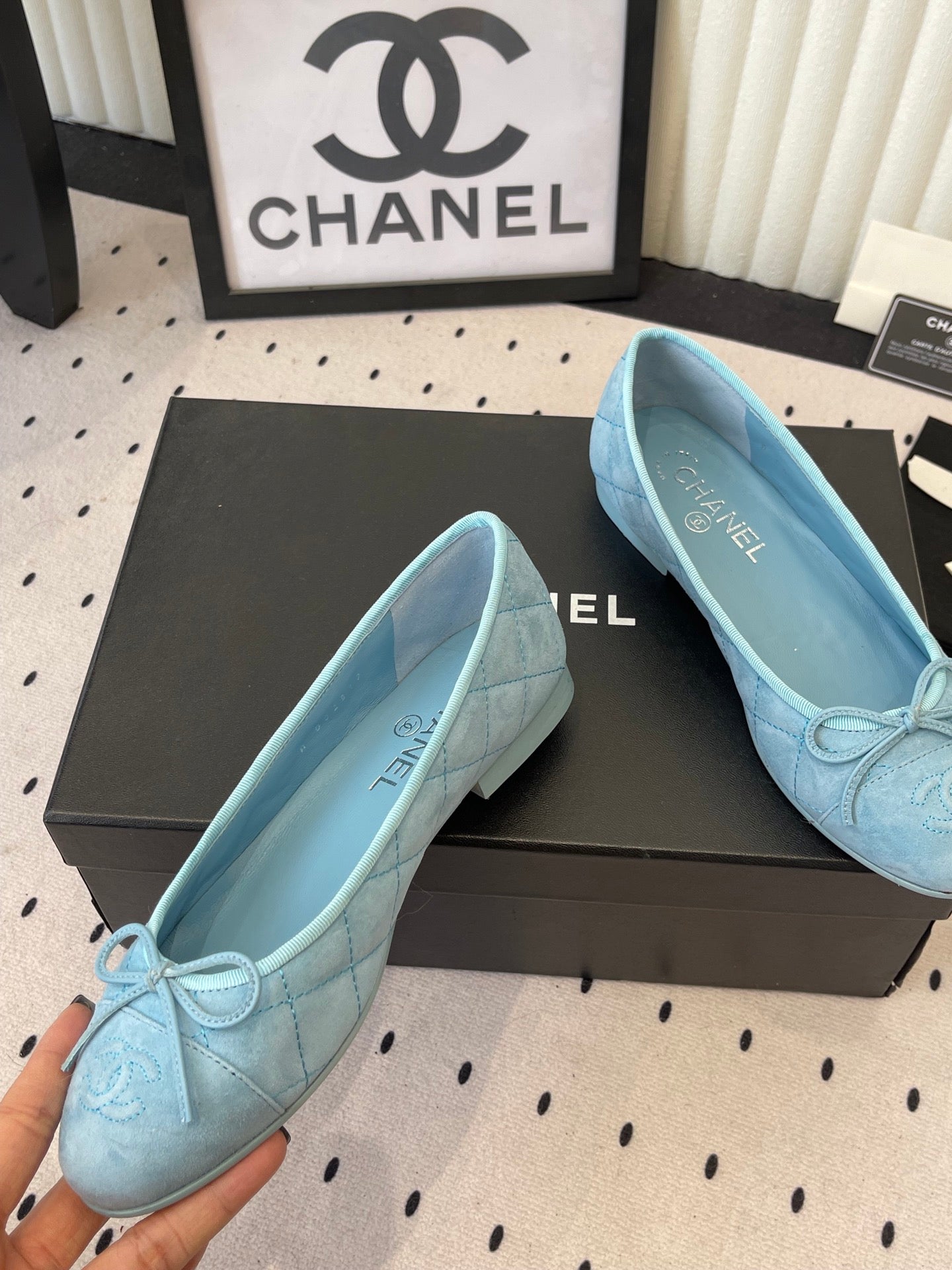 CC Ballet Flats Blue in Suede 611698