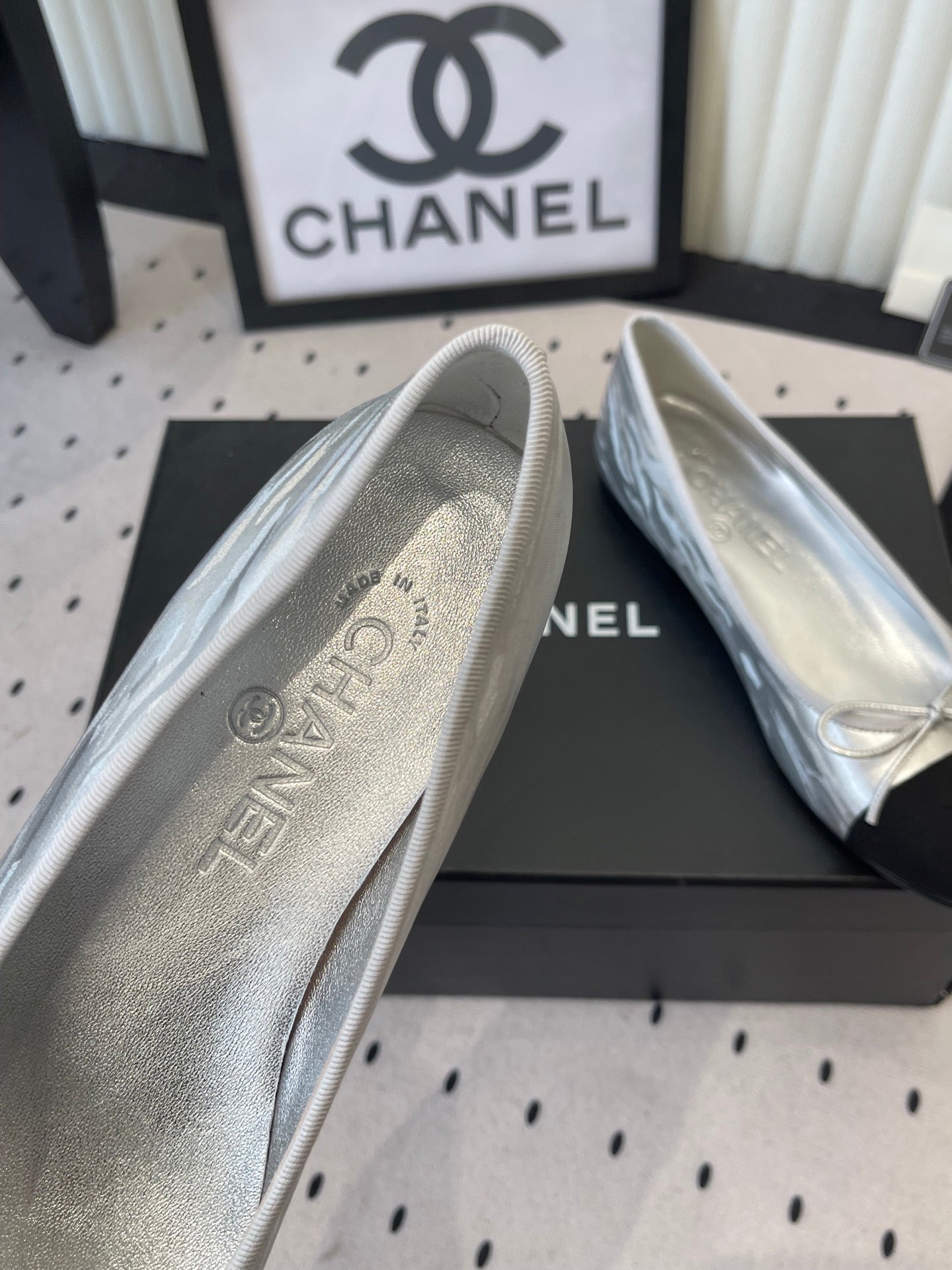 CC Ballet Flats Silver in Sheepskin 611692