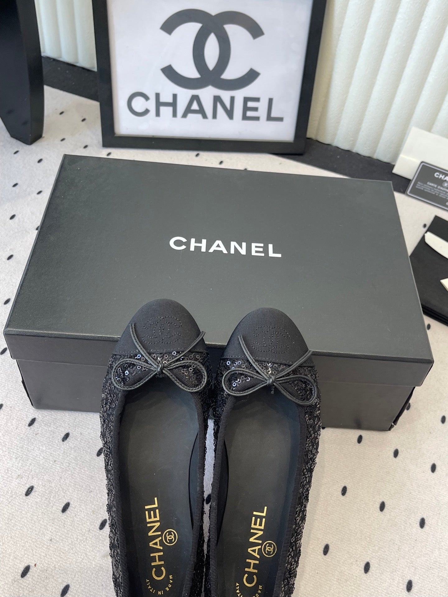 CC Ballet Flats Black in Sequined Sheepskin 611691