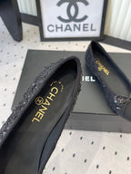 CC Ballet Flats Black in Sequined Sheepskin 611691