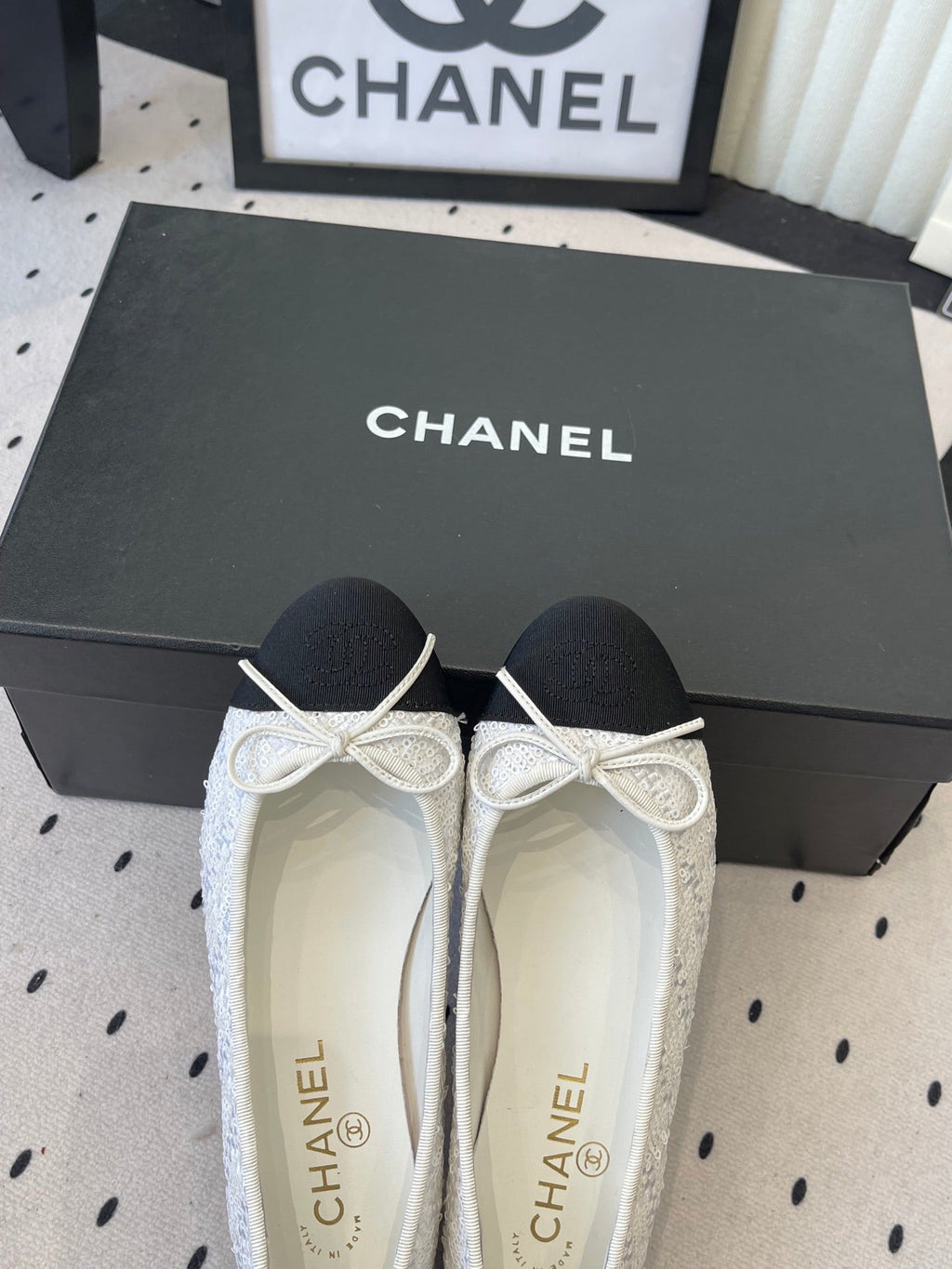 CC Ballet Flats White in Sequined Sheepskin 611690