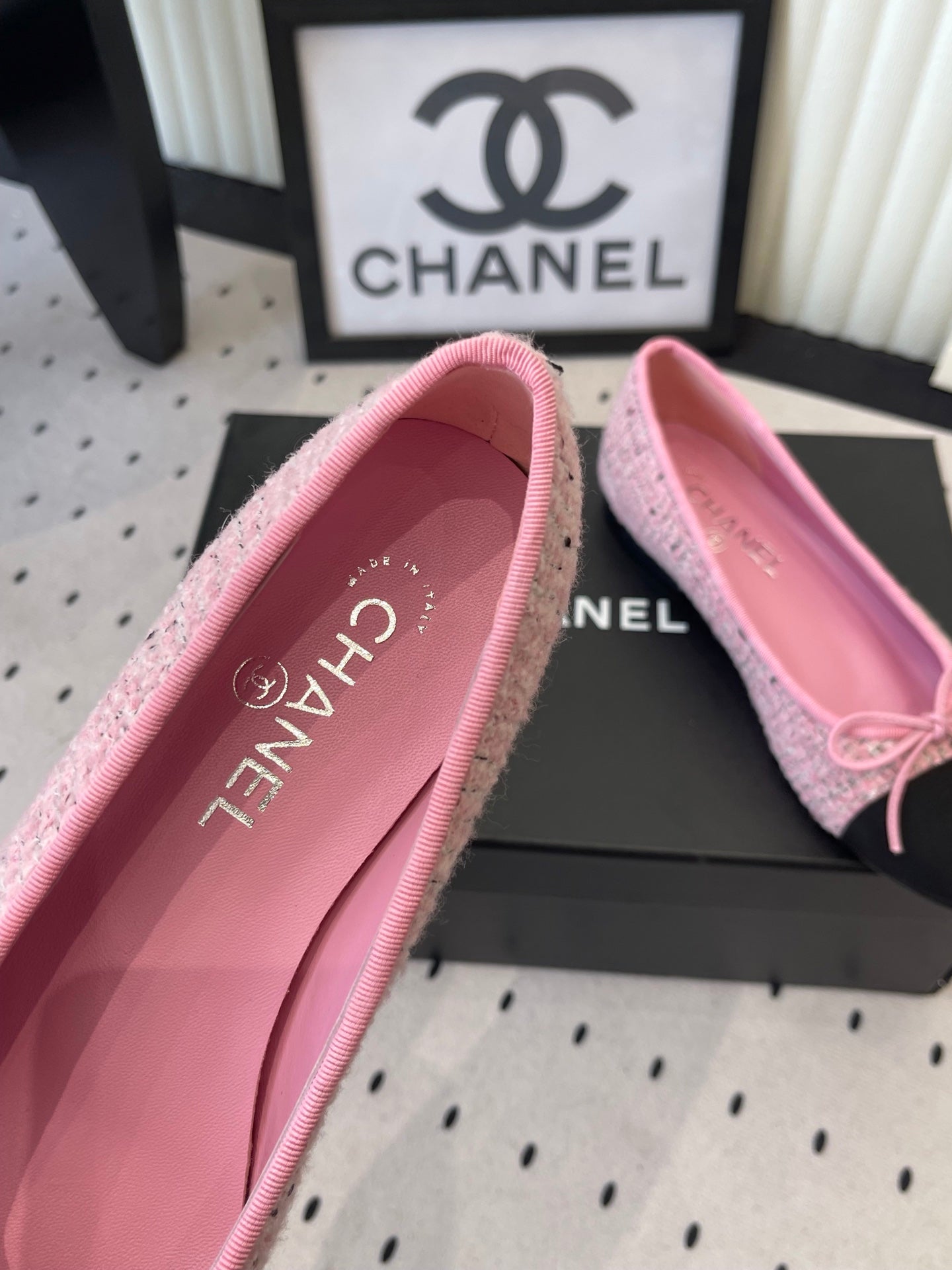 CC 25SS Classic Ballet Flat Pink Tweed Cowhide 611690