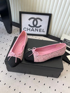 CC 25SS Classic Ballet Flat Pink Tweed Cowhide 611690