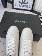 Chanel Coco Baseball Shoes White in Cowhide 611674