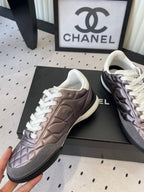 Chanel Coco Baseball Shoes Metallic Taupe in Cowhide 611673