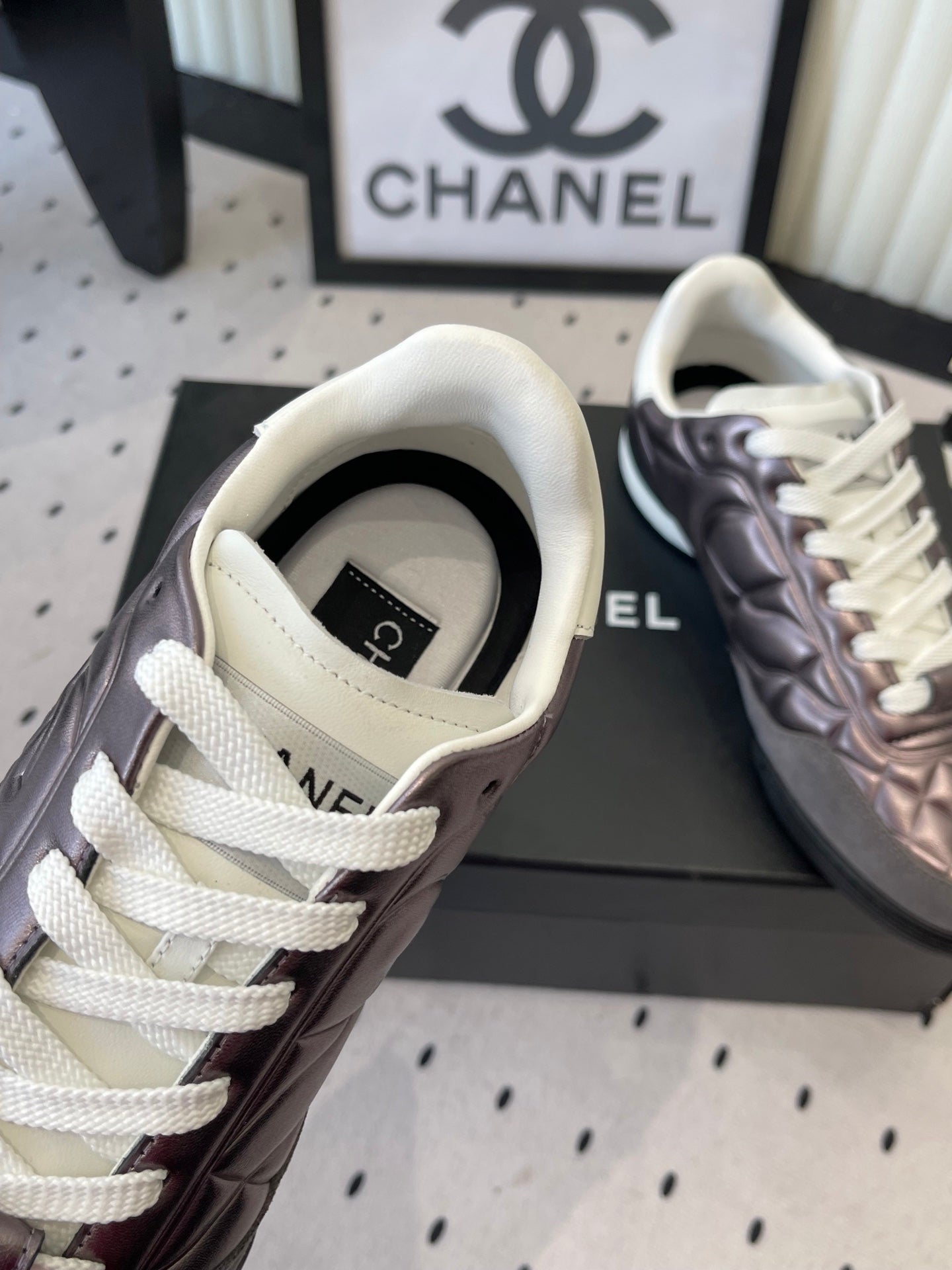 Chanel Coco Baseball Shoes Metallic Taupe in Cowhide 611673