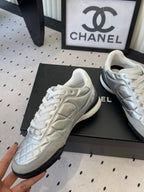 Chanel Coco Baseball Shoes Metallic Silver in Cowhide 611671