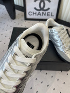 Chanel Coco Baseball Shoes Metallic Silver in Cowhide 611671