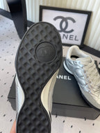Chanel Coco Baseball Shoes Metallic Silver in Cowhide 611671