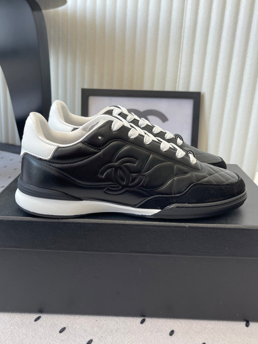 Chanel Coco Baseball Shoes Black in Cowhide 611670
