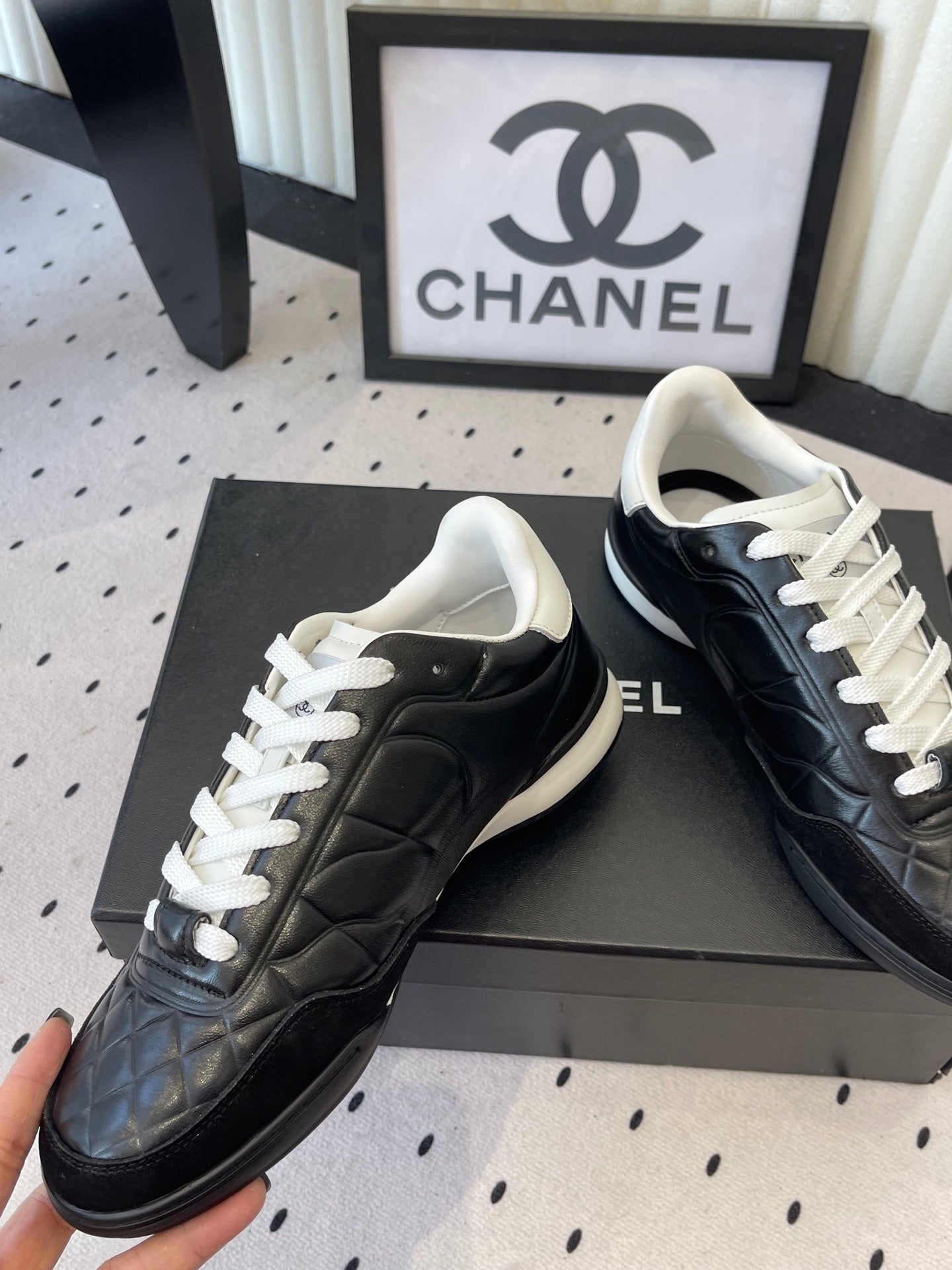 Chanel Coco Baseball Shoes Black in Cowhide 611670