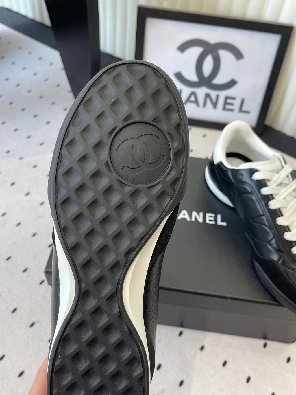 Chanel Coco Baseball Shoes Black in Cowhide 611670