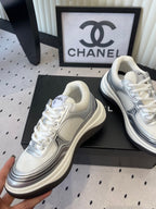 CC Sneaker White Silver Metallic in Cowhide 611669